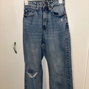 H&M wide leg blue denim jeans size small